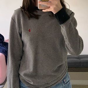 Polo striped long sleeve black and white